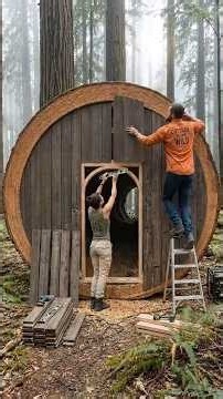 I Built a Secret Luxury 2-Room Villa Inside a Giant Tree Trunk! 🌳✨🏠 #bushcraft #building