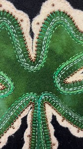 Good Fortune | 8” round wool appliqué mat #stitchGLP #artisandyedwool #valdani #Wool #embroidery #woolapplique | Granny's Legacy Patterns