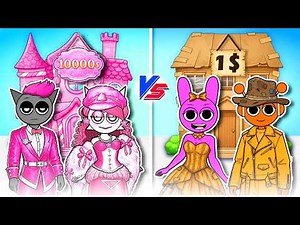 DIY Fashion Sprunki Paper Doll 💖 Fluffy vs Cardboard Family! GRAY X WENDA & OREN X PINKI Glow Up