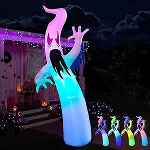 Joiedomi 12 FT Tall Halloween Inflatables Outdoor Decorations, Inflatable Ghost Halloween Decor Outdoor, Ghost Blow Ups for Yard with Blue Ice LEDs for Outside Decorations