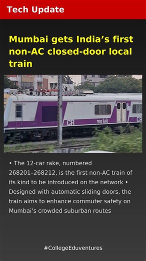 Mumbai gets Indias first non-AC closed-door local train | Tech Update | Latest Tech News 2026 #Tech