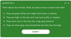 QUESTION 22 / 4Think about the Article. What do altocumulus ... | Filo