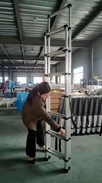 Lightweight Aluminum Telescopic Ladders for Home and Kitchen Use Space Saving, Aluminum Extension Ladder Safe Retraction Collapsible Ladder with Non-Slip Feet (Silver, 5.6+6.6FFT)