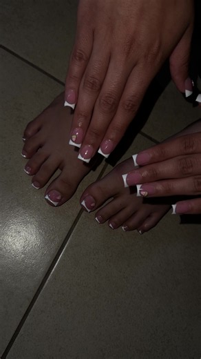 Matching Pink & White Strawberry Acrylic Nails Set