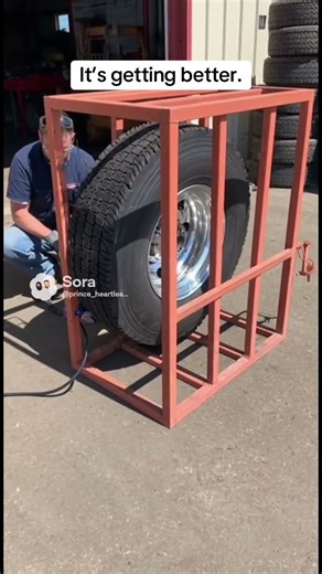 Tire blows up! #automobile #viral #tireblowsup