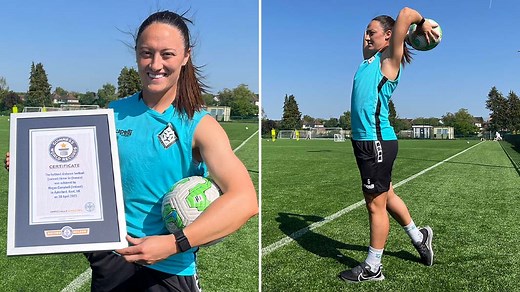 International footballer Megan Campbell launches world's longest throw-in