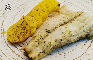 Corvina al horno con patatas | Receta de Sergio