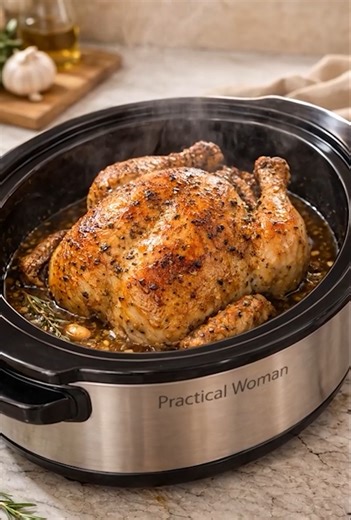 Slow Cooker Whole Chicken Recipe Ingredients 1 whole chicken (3 1/2 to 4 1/2 pounds), giblets removed and patted dry 2 teaspoons kosher salt (or 1 1/2 teaspoons table salt) 1 teaspoon black pepper 2 teaspoons garlic powder (or 3–4 cloves garlic, minced) Directions Prepare the chicken: Remove the giblets from the cavity if they’re still inside. Rinse the chicken under cool water if you like, then pat it very dry with paper towels, inside and out. A dry bird browns better, even in the slow cooker.