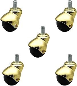 Amazon.com: 2 Inch Swivel Ball Caster Wheels for Furniture - Bright Brass Hooded Stem Casters with 7/16 Grip Ring Stem - 375 lbs. Total Capacity - Set of 5 – Service Caster Brand : Industrial & Scientific