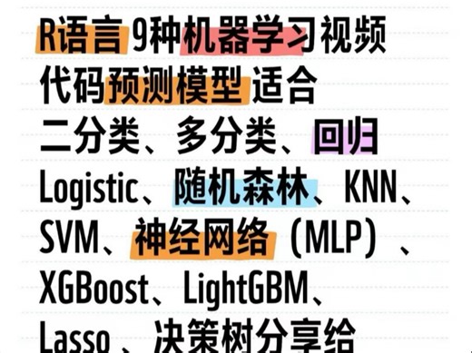 虽然恶心但能让你三天学会临床预测模型R语言。9种机器学习视频代码预测模型分享给大家