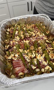 433K views · 1.7K reactions | Easy Potluck Side Dish! Danny N shows us how to make an amazing side dish using, bacon, brussel sprouts, asparagus spears, peeled garlic, red onions, butter hungry jack syrup, feta cheese and the blend seasoning. | Danny N’s Kitchen | Facebook