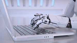 Robots Hands Typing On Laptop Keyboard 3d Stock Motion Graphics SBV-338706136 - Storyblocks