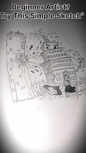 Easy Action Sketch for Beginners | Simple Line Art Idea | How to Draw Dynamic Buildings #shorts #art