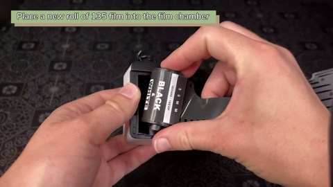 1 Shot Point and Shoot 35mm Film Camera, Reusable Retro Half Frame Camera, Built in Flash, Included One Roll ASA/ISO 400 Black & White Film 18 Exp., (36 Shots) Battery Not Included (Mocha Color)