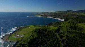 Mystics Farm parking lot surfing break Killalea Minnamurra beach Illawarra State Park aerial drone Shellharbour Wollongong Australia NSW South Coast Shell Cove Stack Rangoon Island sun bluesky forward