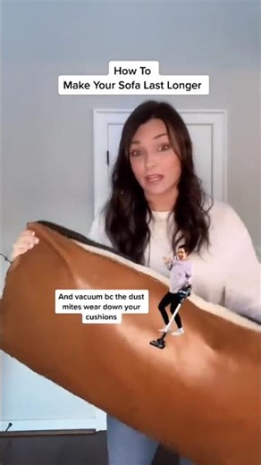 Do you rotate your sofa cushions monthly? If not, you're aging it faster 😬 Fluff ✓ Vacuum ✓ Rotate