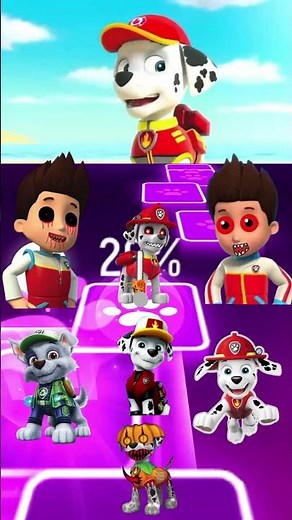 PAW Patrol- Scary Marshall 🆚 Scary Ryder 🎶 Tiles Hop #pawpatrol #coffindance #tileshop #shorts
