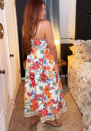 Genuinely in love with this dress @cupshe_official #vacationdress #beachdress #tropical #sundress #midsizefashion