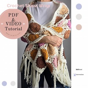 Crochet Shawl Wrap Pattern: Elegant Motif Tutorial (PDF) - Etsy