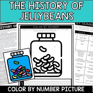 History of Jelly Beans - Easter Color by Number - Spring Reading Comprehension