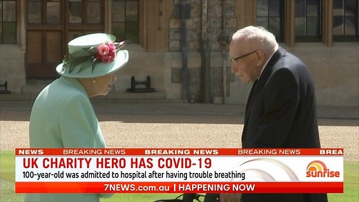 In worrying breaking news, Britain’s beloved fundraising hero Captain Sir Tom Moore has been hospitalised after testing positive for COVID-19. More on this story: http://7news.link/TomMooreCOVID | Sunrise