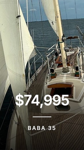 Vadim Luppo on Instagram: "Friends! Today we have a Baba 35 — a classic bluewater cruiser for $74,995. 📍 Beaufort, NC ⛵ 35 ft | Draft 5.5 ft | Beam 11.17 ft ⚓ Full keel | 21,140 lbs 🔧 Universal 5432, 32 hp (1986) 💧 Fuel 30 gal | Water 100 gal Step aboard and you instantly feel at home. Robert Perry’s design is loved for its timeless atmosphere and beautiful woodwork. The long keel keeps her steady offshore, yet she’s easy to handle in tight harbors. 🌊 Sails: furling genoa, staysail, fully-ba