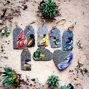 Hand-painted Bird Ornament: Rustic Christmas Decor, Wildlife Art - Etsy