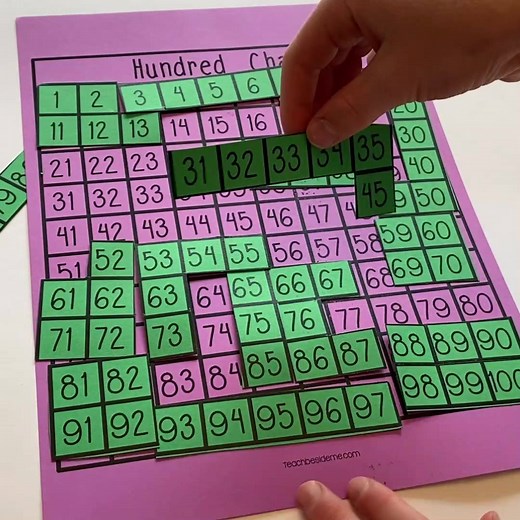 This fun & easy Hundred Chart Puzzle is great for helping kids with counting and number recognition! Perfect for a math lesson! https://teachbesideme.com/hundred-chart-math-puzzle/ | Teach Beside Me