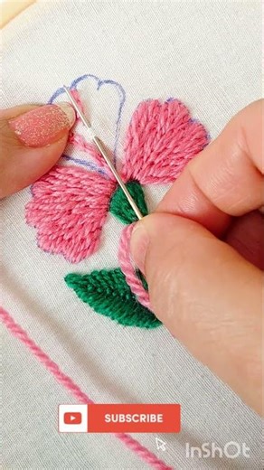 Easy Hand Embroidery 🌸#aariwork #needlework #threadwork#flowers #forbeginners#creative#patterns #diy