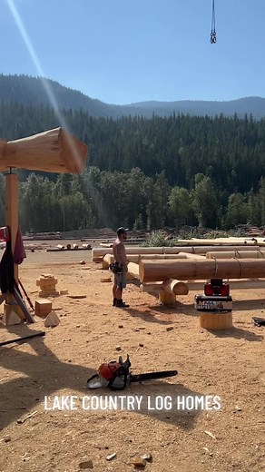 Handcrafted Western Red Cedar Log Cabin during construction at our building facility in Sicamous, British Columbia. When we completed the build the logs were loaded ine by one into transport trailers and delivered to the home owners building site where the cabin was setup in 2 days and ready for lockup. #woodworker #customhomes #logcabin #handcraft #cottage #cabin #woodworking #wood #custombuild #customhome #huntingcabin #outdoors