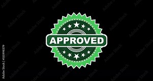 Approved seal with alpha channel. Green rounded stamp with some stars and the write Approved on center, approval stamp.