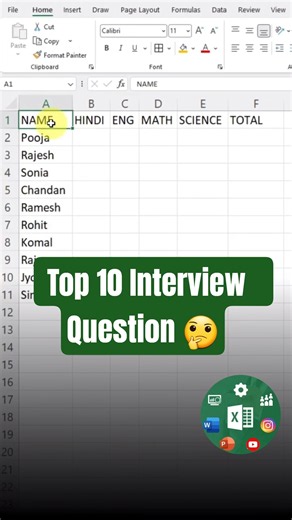 Top 10 Interview Question 🤔 #ExcelTricks #ExcelShorts #ExcelTips #LearnExcel #Productivity #excel