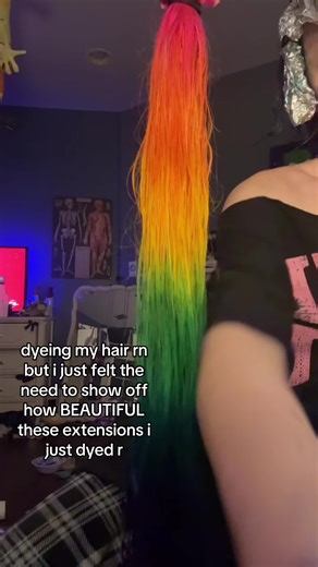 i know the ombré isn't perfect but it's the best ombré i've ever done im so bad at them #fyp #rainbowhair #haircolor