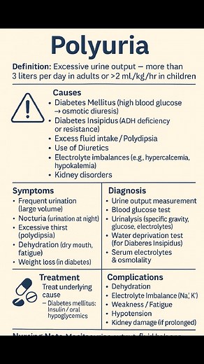 Polyuria Causes Symptoms Diagnosis Treatment #Polyuria #icu_ireland #indiannurses #icunurse #registerednurse #nursing #canadiannurses #USNurses # | Nurses Note