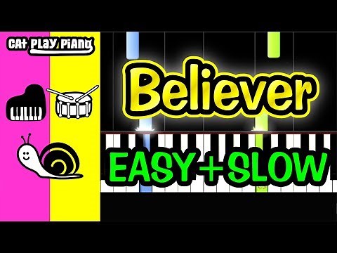Believer - Piano Tutorial Easy SLOW + Free Sheet Music PDF -Imagine Dragons