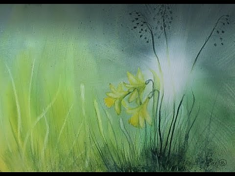 Aquarellschule ellathefay: Osterglocken in watercolor