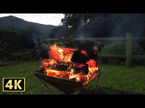 Healing 3 hours and 29 minutes with a video of a bonfire at 4K campground.