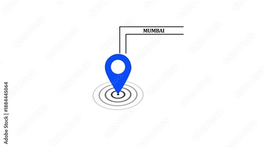 Mumbai GPS Map pin Location Animation with Digital Navigation Pointer on transparent background. Mumbai map label with location pin symbol. Mumbai city map with destination location concept.4k video