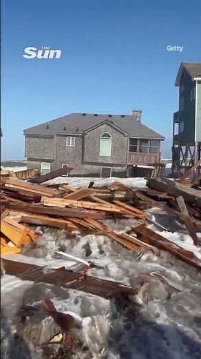 Moment house COLLAPSES as Hurricane Imelda hits North Carolina coast