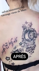 55K views · 325 reactions | Tatouage dans le dos entièrement transformé  et oui je sais que la lettre n’est pas dans cette trilogie, mais c’est tellement évidement que je ne l’ai pas indiqué  (C’était il y a plusieurs mois donc ma couleur sur ma tête était différente lol) | Cécile Morvan | Facebook