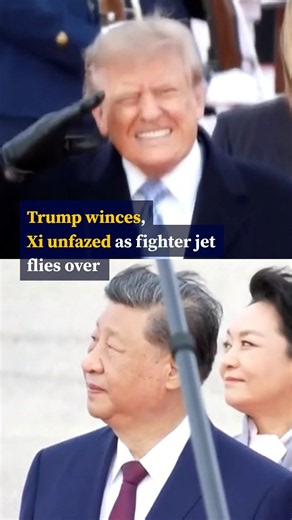 Trump winces, Xi unfazed as fighter jet flies over