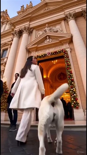 “Charlie Steals the Spotlight at Church! 🐶✨🙏 🐾🤍 #LabradoCharlie #labradordog #churchservice #rome