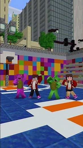 Mikey and JJ and their girlfriends are dancing to a super hit. Maizen minecraft