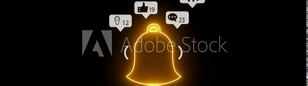 Notification, alert bell, alarm bell, reminder, social media concept. Glowing neon line animated yellow bell ringing icon for application notification alert isolated on transparent background.