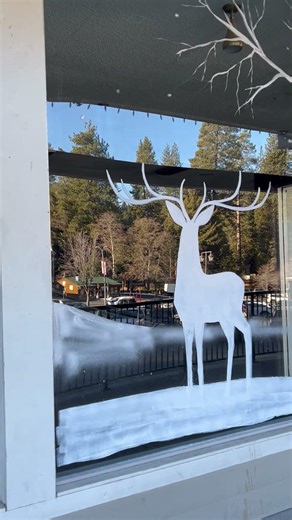 Painted windows by Molly Collins in Blue Jay, CA.