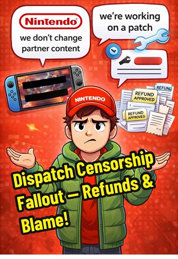 🔥 Dispatch controversy continues! Players are requesting refunds after discovering the Switch 1 and Switch 2 versions launched with mandatory censorship and no way to turn it off — unlike on PC/PS5. Nintendo has responded: it claims it doesn’t make changes to partner content and enforces platform criteria, shifting responsibility back to the developer. The dev says they’re working on a patch to address some of the censored content. #NintendoSwitch #Switch2 #Dispatch #Censorship #GamingNews 📎 S