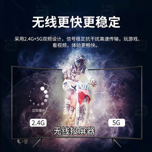 阿音无线投屏器HDMI传输器5G点对点4K高清USB电脑笔记本手机连电视显示器投影仪 HP Mate1（2.4G+5G双频） 官方标配