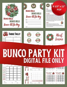 Christmas Bunco Party Kit, Scorecards, Invitations (printable PDF) - Etsy