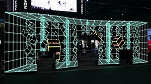 Barcelona, Spain - FEBRUARY 6, 2025 - ISE 2025, Booth display with waterfall effect