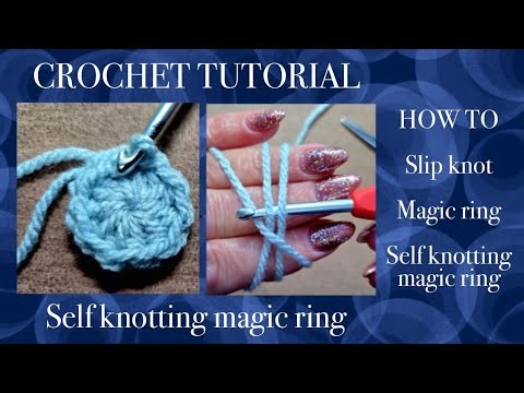 🧶 EASY Self knotting magic ring circle, slip knot Crochet Beginner Tutorial Learn Hack Tip Technique